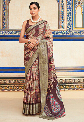 Digital Printed Viscose Silk Saree in Multicolor