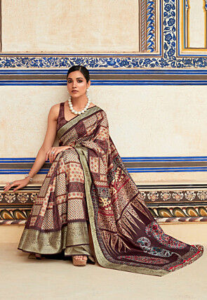 Digital Printed Viscose Silk Saree in Multicolor