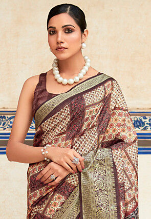 Digital Printed Viscose Silk Saree in Multicolor