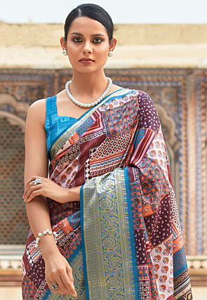 Digital Printed Viscose Silk Saree in Multicolor