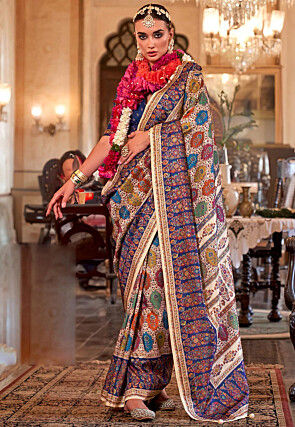 Digital Printed Viscose Silk Saree in Multicolor