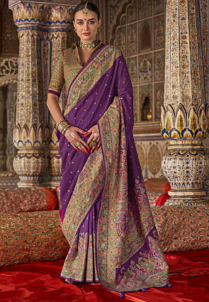 Digital Printed Viscose Silk Saree in Purple