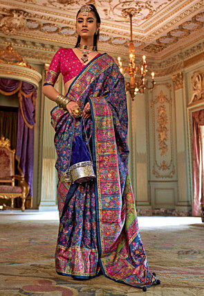 Digital Printed Viscose Silk Saree in Purple