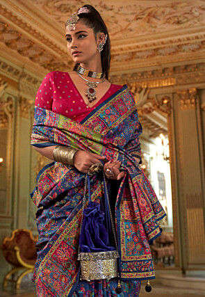 Digital Printed Viscose Silk Saree in Purple