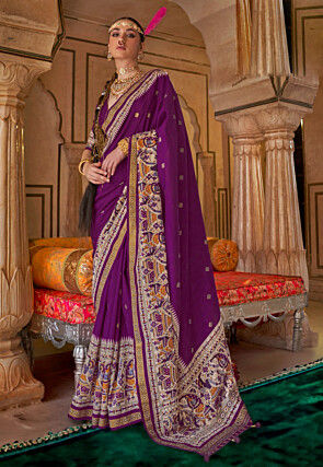 Digital Printed Viscose Silk Saree in Wine