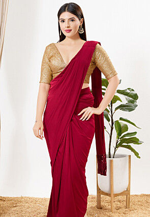 Embellished Art Silk Blouse in Golden