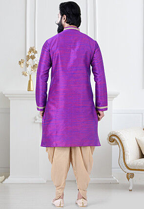 Embellished Art Silk Dhoti Kurta in Purple