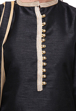 Embellished Art Silk Lehenga in Black