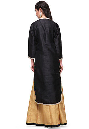 Embellished Art Silk Lehenga in Black