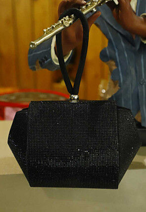 Embellished Art Silk Potli Bag in Black