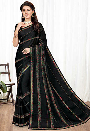 Embellished Art Silk Saree in Black