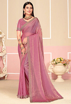 Embellished Art Silk Saree in Pink