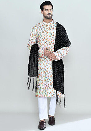 Embellished Art Silk Stole in Black