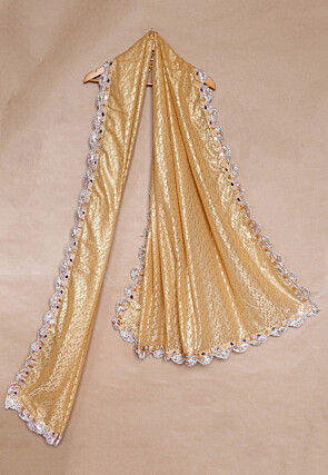 Embellished Border Chantelle Net Dupatta in Beige