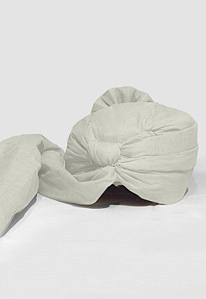 Embellished Chanderi Cotton Unisex Turban in Off White
