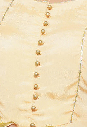 Embellished Chinon Crepe A Line Kurti in Peach