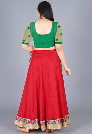 Embellished Chinon Crepe Lehenga in Red