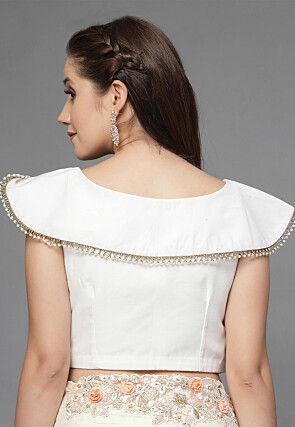Embellished Cotton Silk Blouse in Cream