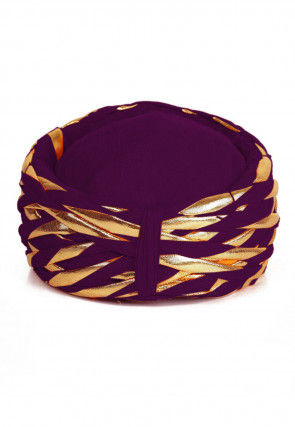 Embellished Cotton Turban in Purple