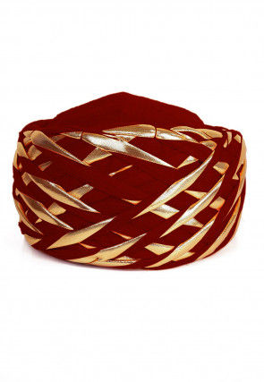 Embellished Cotton Turban in Red