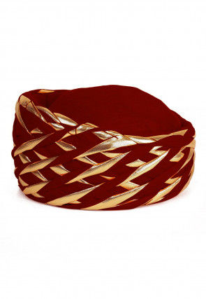Embellished Cotton Turban in Red
