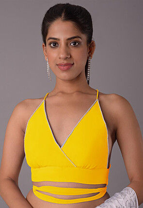 Embellished Georgette Blouse in Yellow