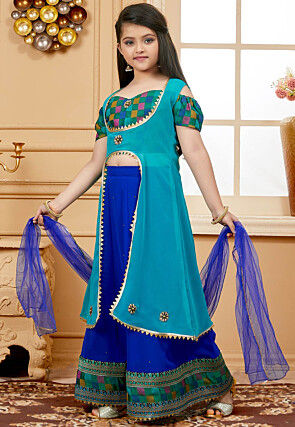 Embellished Georgette Lehenga in Royal Blue