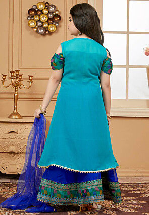 Embellished Georgette Lehenga in Royal Blue
