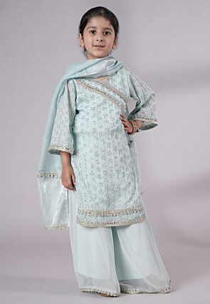 Embellished Georgette Pakistani Suit in Sky Blue
