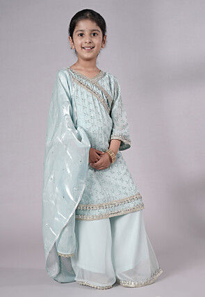 Embellished Georgette Pakistani Suit in Sky Blue