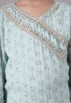 Embellished Georgette Pakistani Suit in Sky Blue