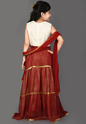 Embellished Georgette Shimmer Lehenga in Maroon