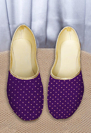 Embellished Georgette Women Jutti in Purple