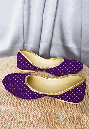 Embellished Georgette Women Jutti in Purple