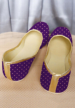 Embellished Georgette Women Jutti in Purple