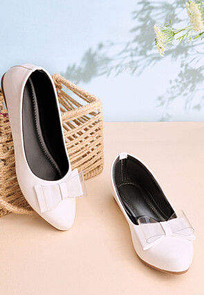 Embellished Leather Women Ballerinas in White
