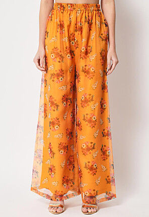 Embellished Neckline Rayon Pakistani Suit in Dark Yellow