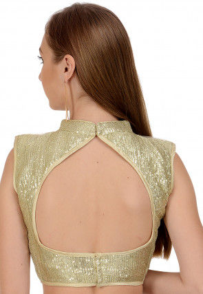 Embellished Net Blouse in Golden