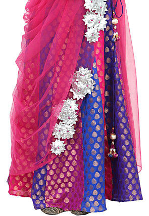 Embellished Net Dupatta in Fuchsia