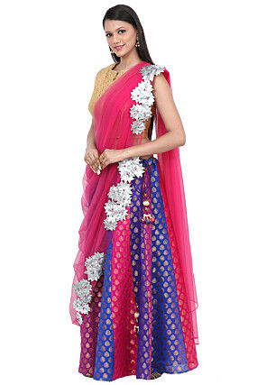 Embellished Net Dupatta in Fuchsia