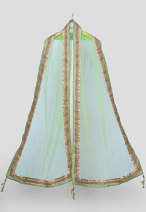 Embellished Net Dupatta in Pista Green