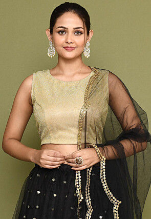 Embellished Net Lehenga in Black