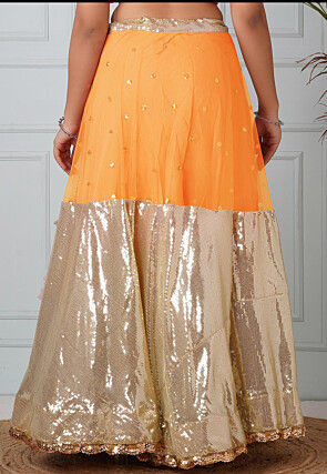 Embellished Net Skirt in Mustard