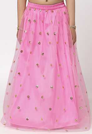 Embellished Net Skirt in Pink