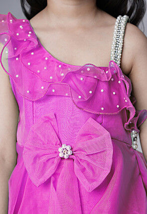 Embellished Organza Dress in Fuchsia