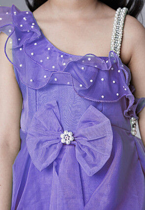 Embellished Organza Dress in Purple