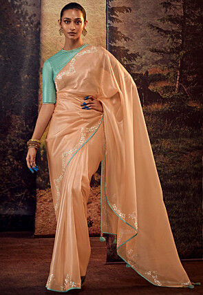 One piece Multi colored Soft Shining Silk Saree – Designerslehenga