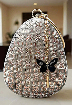 Embellished PU Clutch Bag in Rose Gold