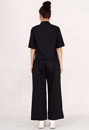 Embellished Pure Cotton Co-Ord Set in Black