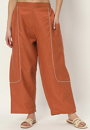 Comfort Wear Women Cotton Lycra Regular Fit Solid Lace Pants